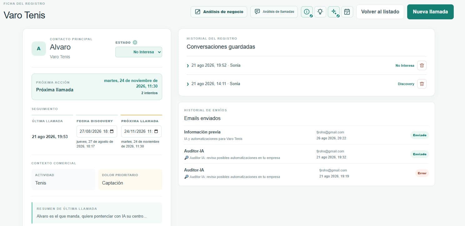 Acciones recomendadas para gestionar Leads en Pymeflow Cold Call