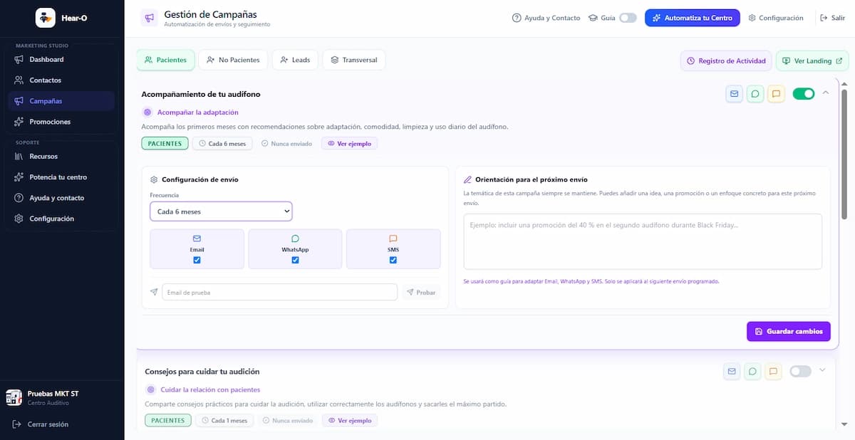 Gestión de campañas y envíos automáticos en Marketing Studio